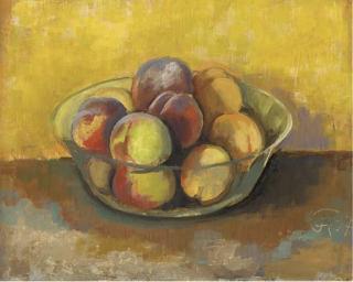 Karl Hofer - Pfirsichstilleben (Glasschale mit Pfirsichen)