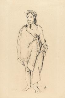 Karl Hofer - Recto: „Stehende“ – Verso: Weibliche Figur mit Umhang