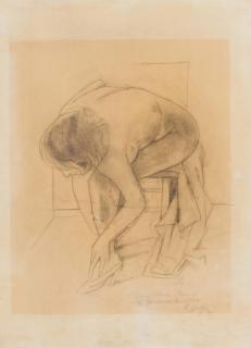 Karl Hofer - Sich Schuhanziehender Frauenakt