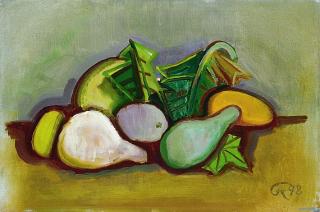 Karl Hofer - Stilleben mit Blättern und Kürbissen