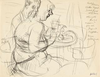 Karl Hubbuch - Studie: Paar im Cafe.