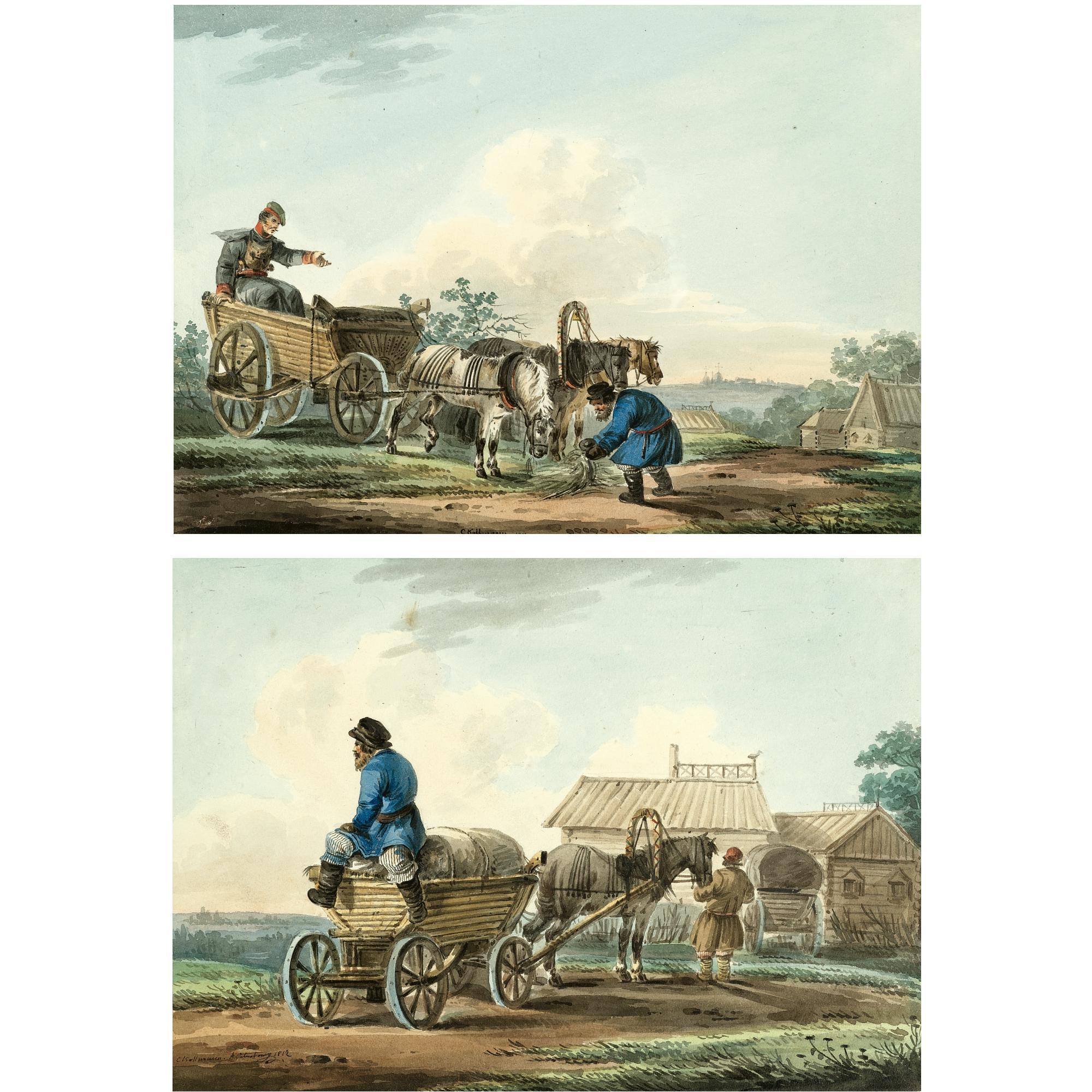 Karl Ivanovich Kollman - A Pair Of Genre Scenes