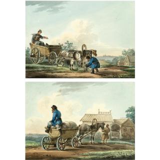 Karl Ivanovich Kollman - A Pair Of Genre Scenes