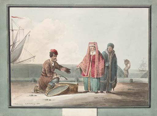 Karl Ivanovich Kollmann - A Russian peasant selling fish
