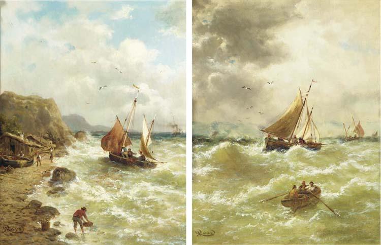 Karl Julius Rose - Fisherbarken; and Shipping on choppy waters