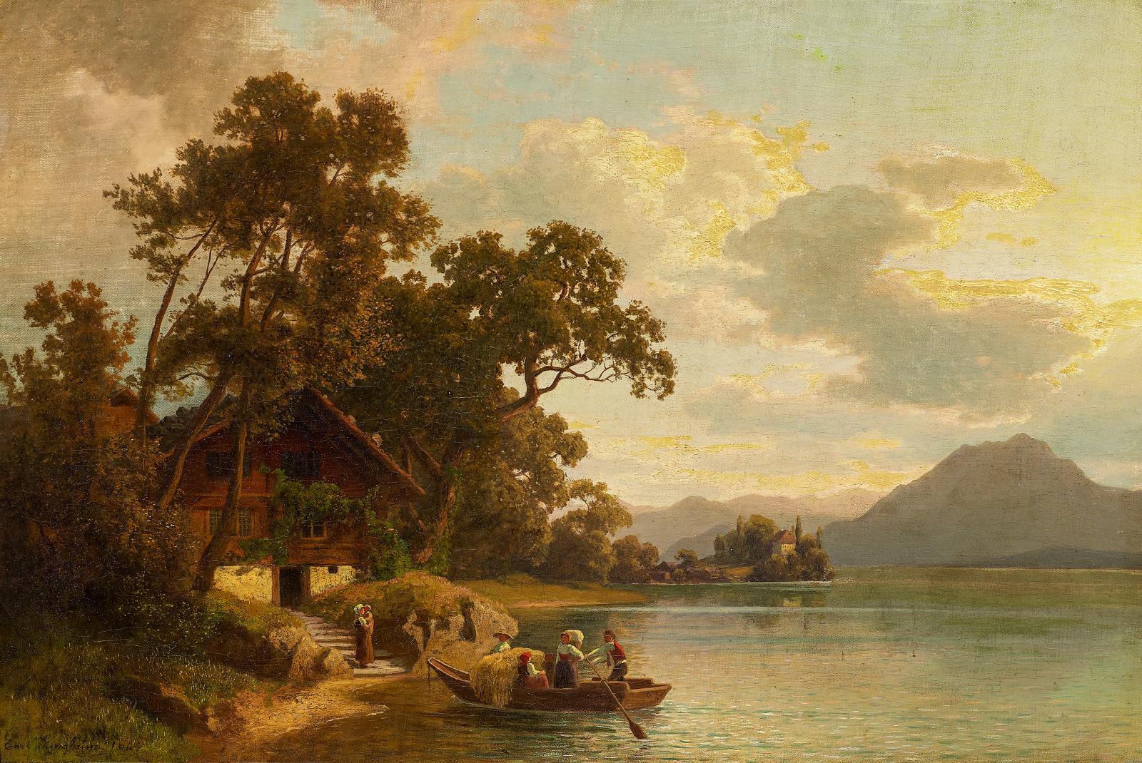 Karl Jungheim - Überfahrt auf einem Alpsee