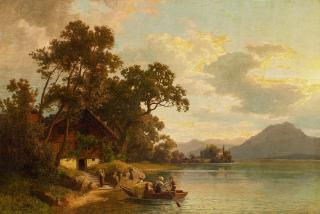 Karl Jungheim - Überfahrt auf einem Alpsee