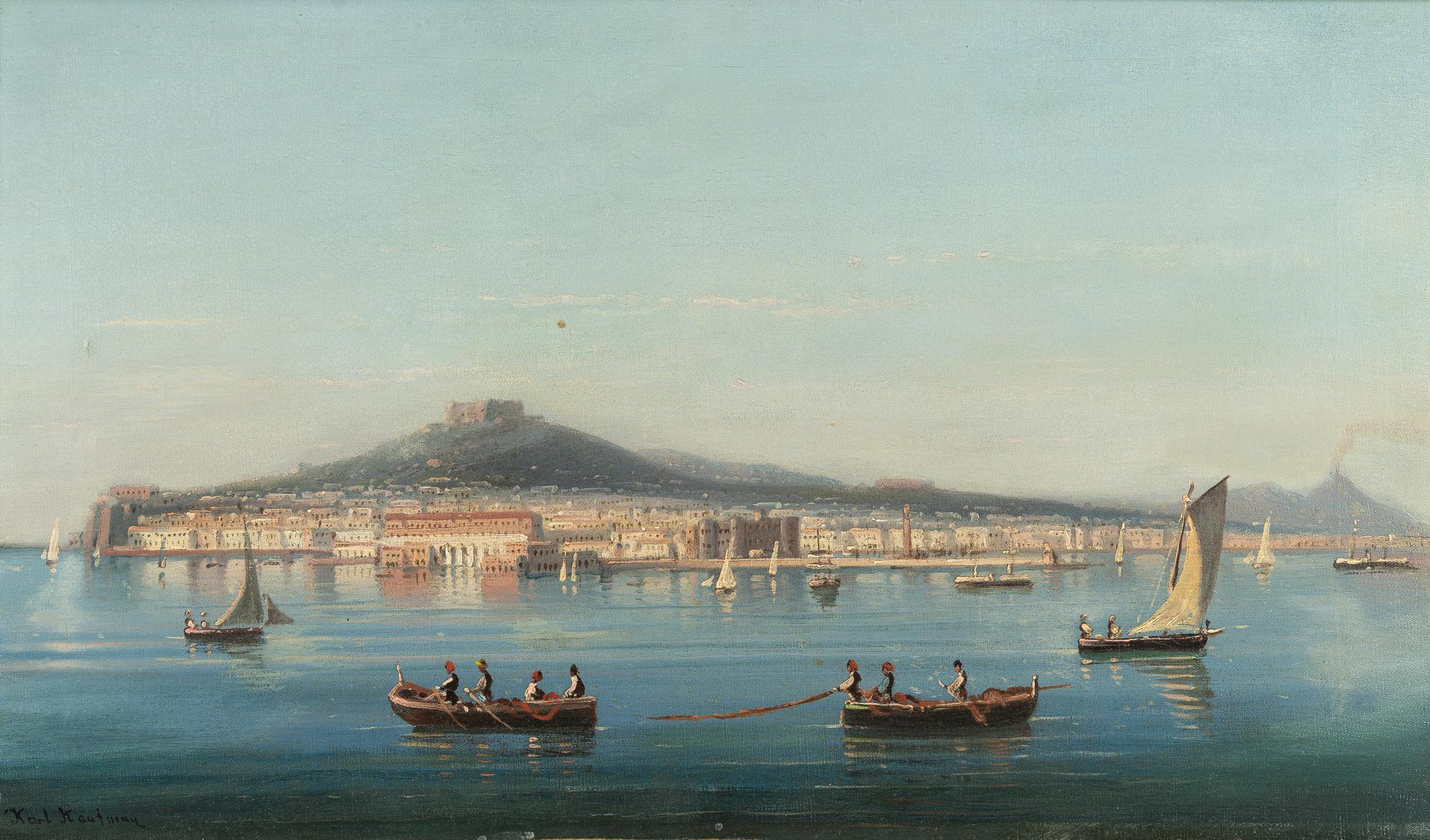 Karl Kaufmann - Partie am Golf von Neapel mit Castel Nuovo, Castel dell’Ovo und Castel Sant’Elmo