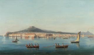 Karl Kaufmann - Partie am Golf von Neapel mit Castel Nuovo, Castel dell’Ovo und Castel Sant’Elmo