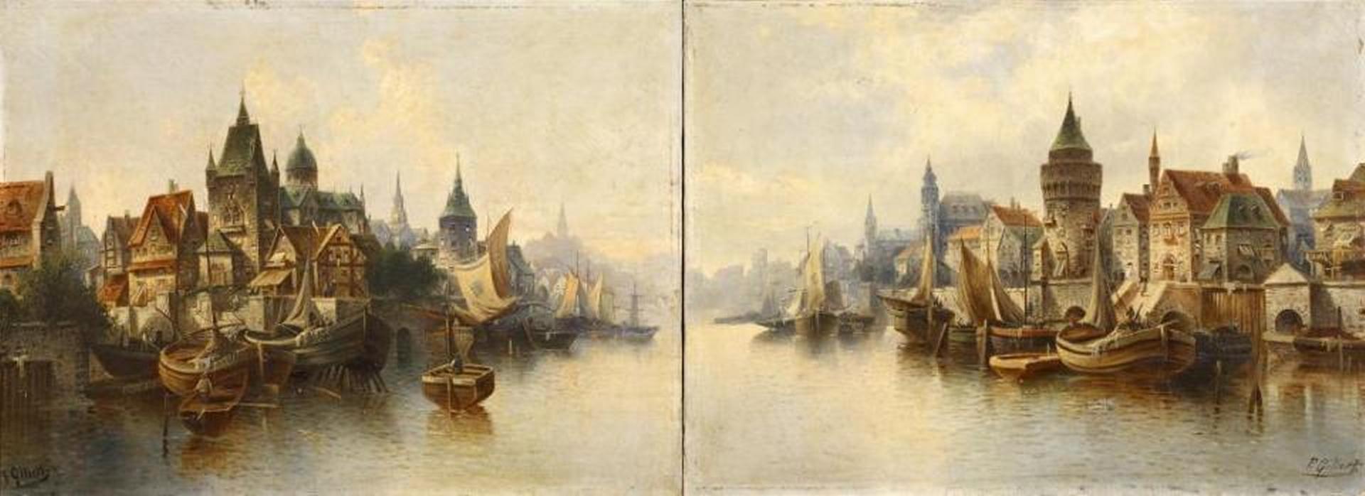 Karl Kaufmann - Zwei Gemälde mit belgischen Hafenstädten