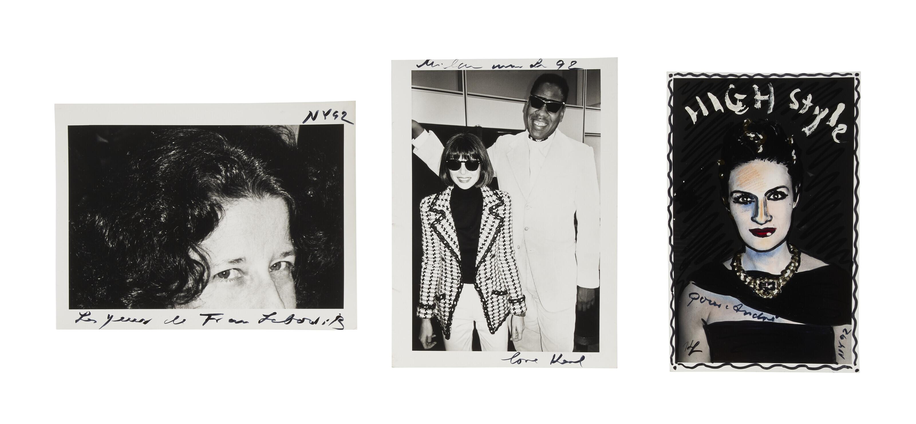 Karl Lagerfeld - Three photographs of Paloma Picasso, Anna Wintour, André Leon Talley, and Fran Lebowitz, 1992