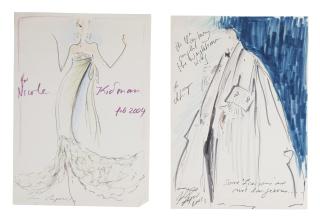 Karl Lagerfeld - Two fashion design sketches