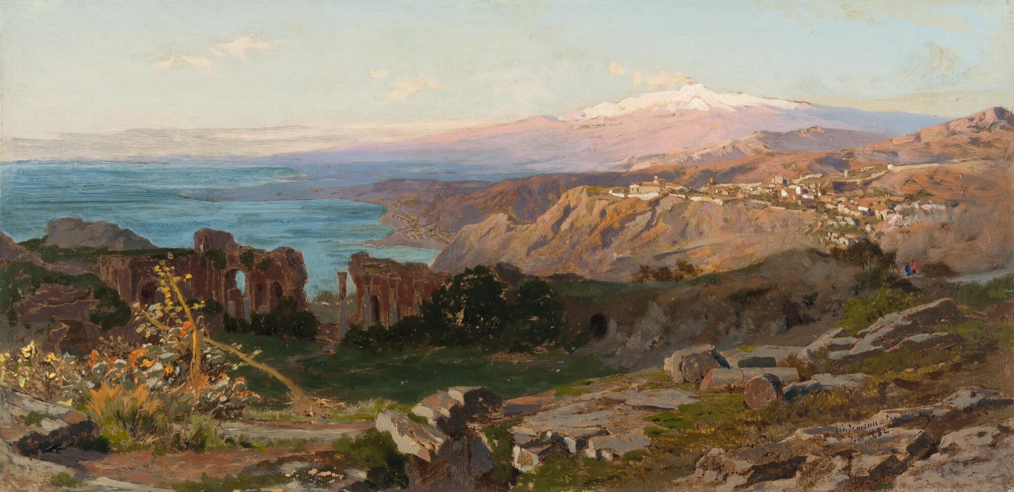 Karl Lindemann-Frommel - Das griechische Theater in Taormina mit Blick auf den Ätna