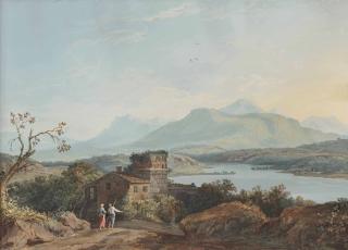 Karl Ludwig Hackert - A view of Poggio Mirteto with the Sabine Mountains in the distance