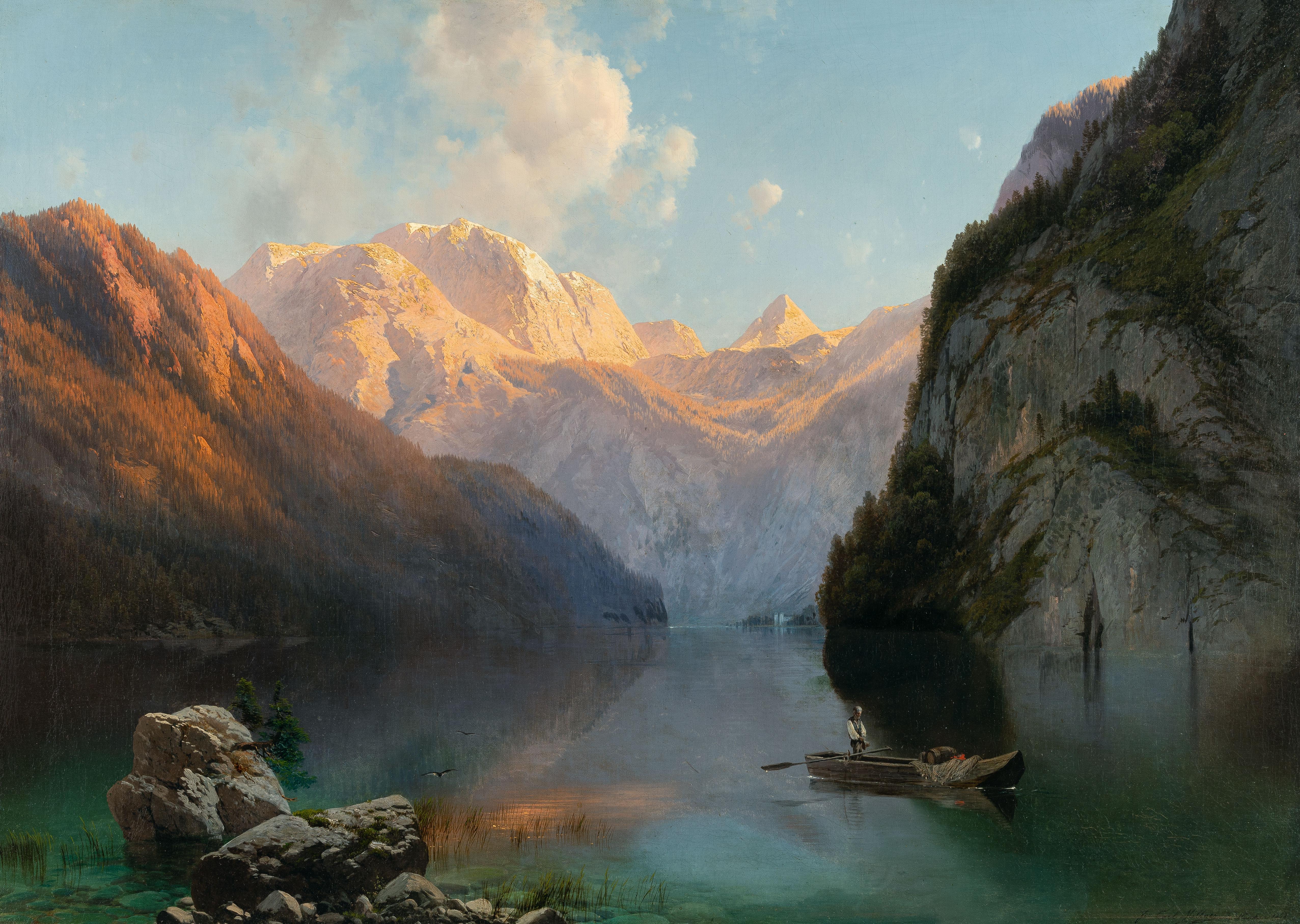 Karl Millner - Alpenglühen am Königssee