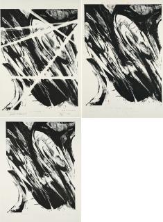 Karl Otto Götz - Konvolut von 3 Probedrucken zu einer Lithografie.