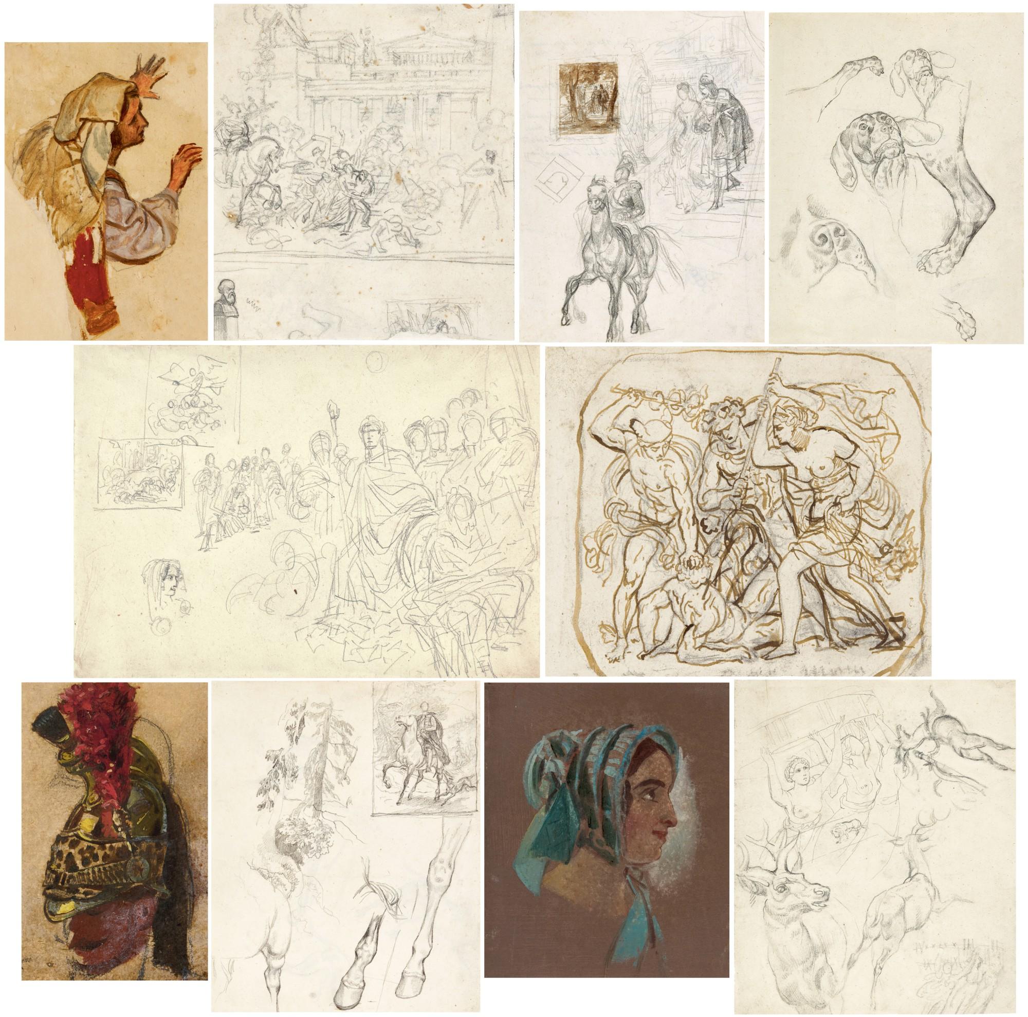 Karl Pavlovich Briullov - A Collection of 52 Drawings and Sketches, some of which double-sided