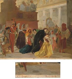 Karl Pavlovich Briullov - Study for \'The Return of Pope Pius IX to Rome from Basillica Santa Maria Maggiore\'