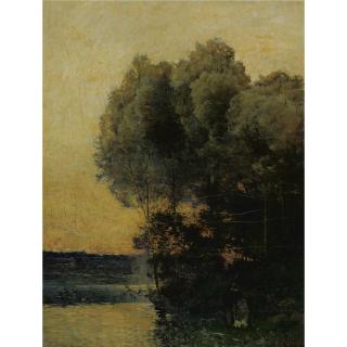 Karl-Pierre Daubigny - A Stroll Along The River Bank