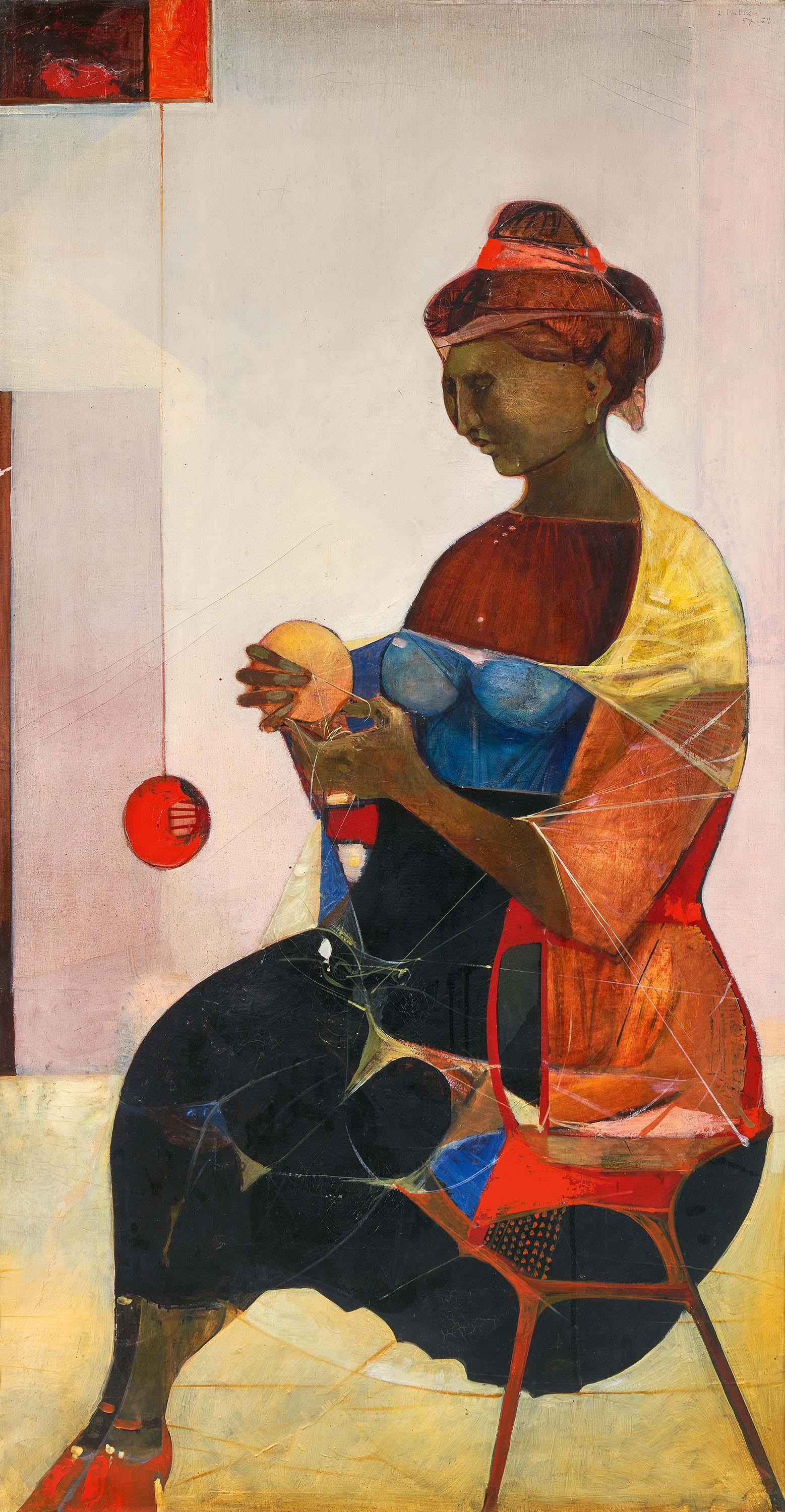 Karl Plattner - Sitzende Frau mit Kugel in der Hand.