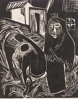 Karl Schmidt-Rottluff - Bäuerin Mit Kuhn (Schapire H271)