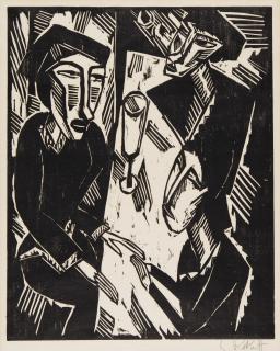 Karl Schmidt-Rottluff - Drei Am Tisch (S. H. 167)