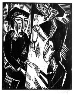 Karl Schmidt-Rottluff - Drei am Tisch (Schapire W167)