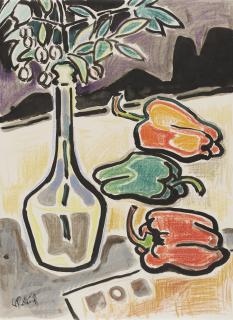 Karl Schmidt-Rottluff - Flasche - Pfefferschoten
