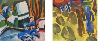 Karl Schmidt-Rottluff - Haus Im Schnee (House In The Snow) & Bei Der Heuernte (The Hay Harvest) (A Double-Sided Work)