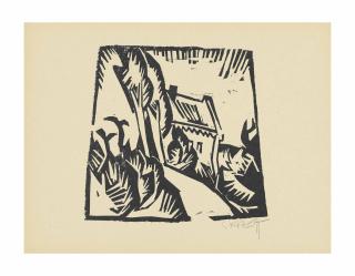 Karl Schmidt-Rottluff - Haus mit Pappeln (Landschaft)