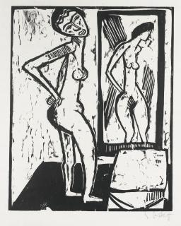 Karl Schmidt-Rottluff - Mädchen Vor Dem Spiegel (Schapire H.159)