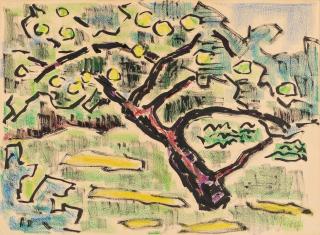 Karl Schmidt-Rottluff - Ohne Titel (Apfelbaum auf sommerlicher Wiese).