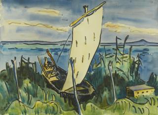 Karl Schmidt-Rottluff - Segelboot Am Ufer Des Lebasees (Sailboat By The Banks Of Lake Leba)