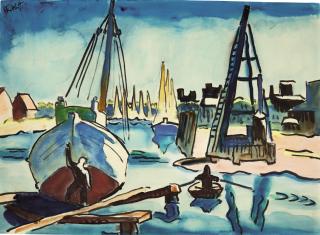 Karl Schmidt-Rottluff - Segelboote Im Hafen (Sailing Boats In The Harbour)