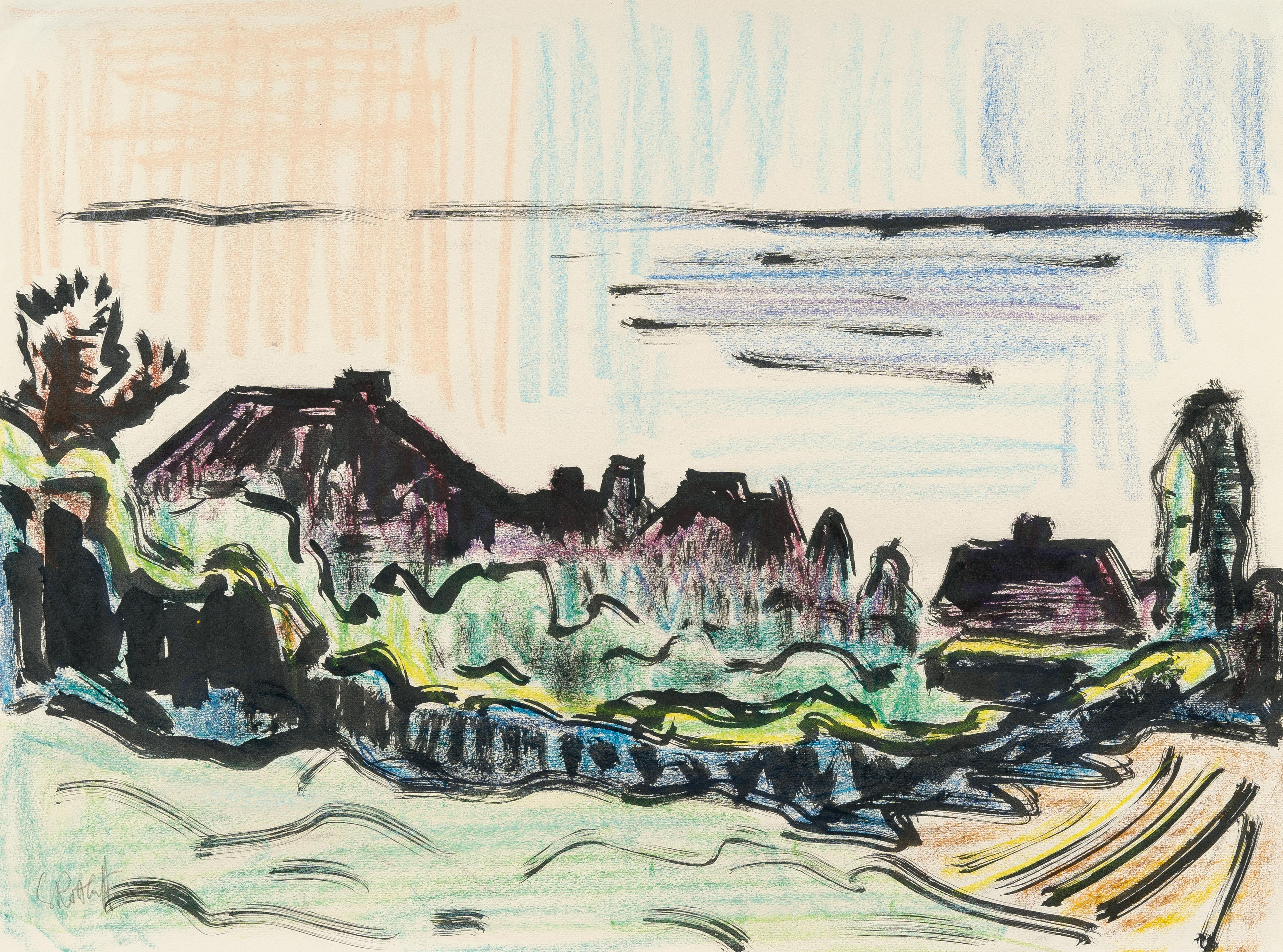 Karl Schmidt-Rottluff - „Silhouette an der Bucht“