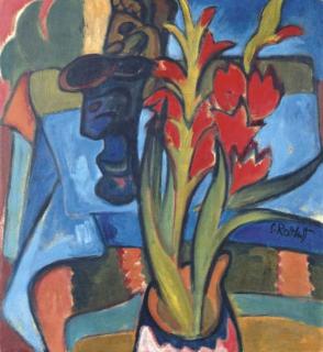 Karl Schmidt-Rottluff - Stilleben mit roten Blüten