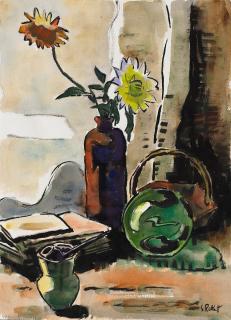 Karl Schmidt-Rottluff - Stillleben mit grüner Netzkugel