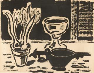 Karl Schmidt-Rottluff - Stillleben mit Krokuskopf.