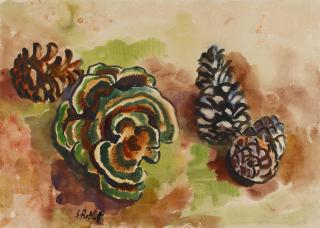 Karl Schmidt-Rottluff - Stillleben mit Tannenzapfen