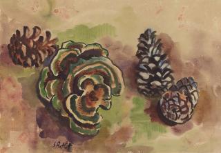 Karl Schmidt-Rottluff - Stillleben mit Tannenzapfen