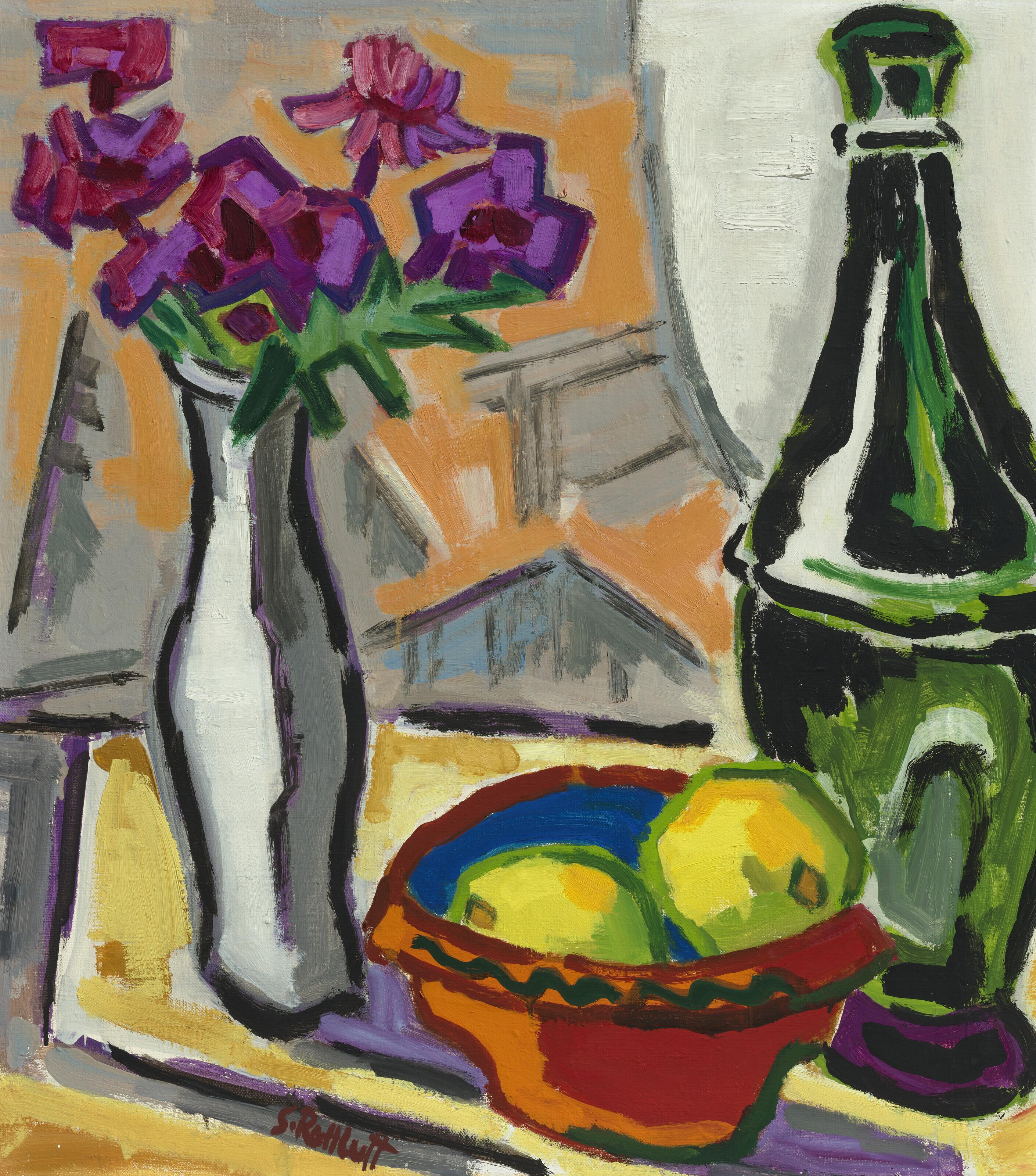 Karl Schmidt-Rottluff - Weisse Vase und grüne Flasche