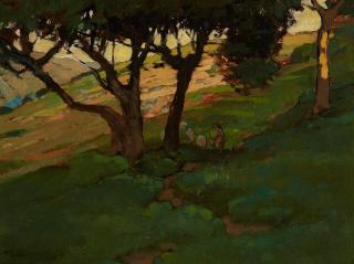 Karl Schmidt - Under the Trees, Santa Barbara, California 12 5/8 x 16 1/4in