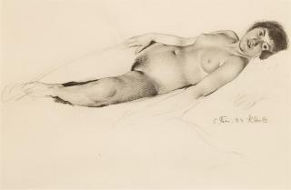 Karl Stauffer-Bern - Liegender weiblicher Akt