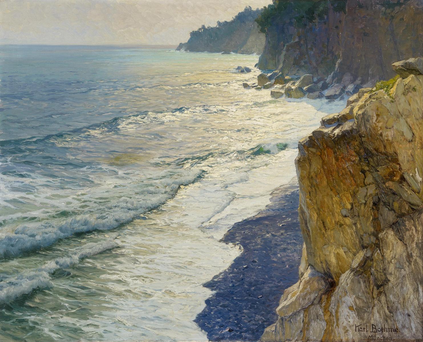 Karl Theodor Boehme - Felsenküste im gleißenden Sonnenlicht