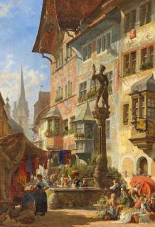 Karl Weysser - Der Marktplatz von Stein am Rhein. 1881.