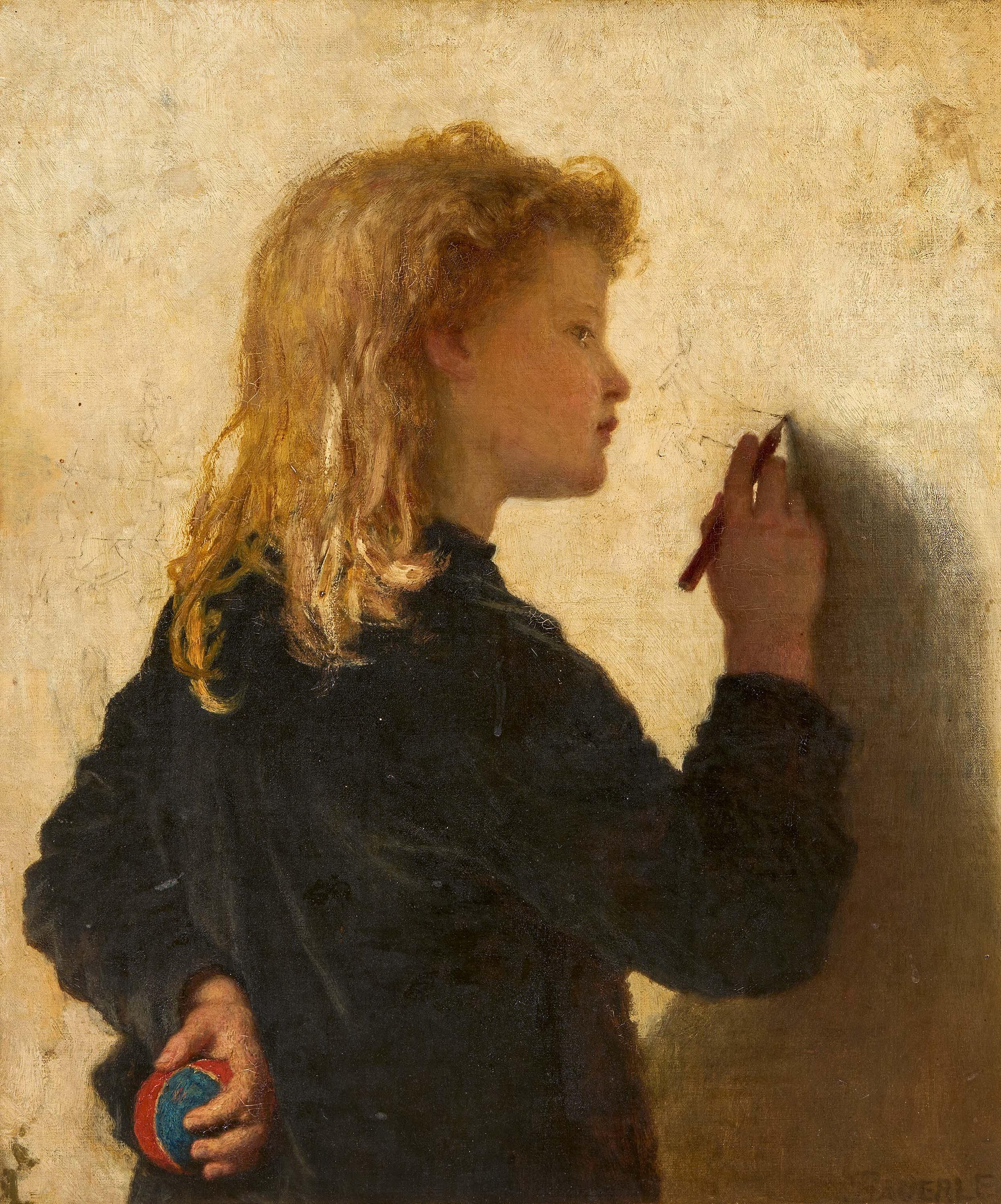 Karl Wilhelm Bauerle - Zeichnendes Kind.