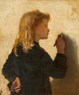 Karl Wilhelm Bauerle - Zeichnendes Kind.