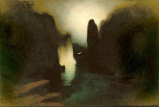 Karl Wilhelm Diefenbach - Die Steilküste auf Capri im Mondschein.