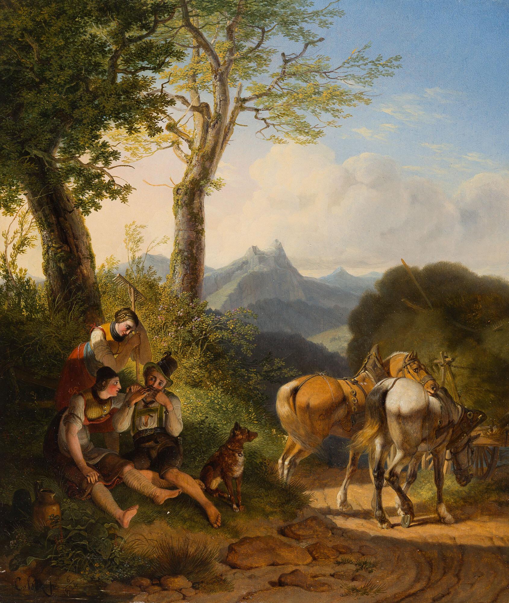 Karl Wilhelm von Heideck - Rast bei der Ernte im Salzkammergut.