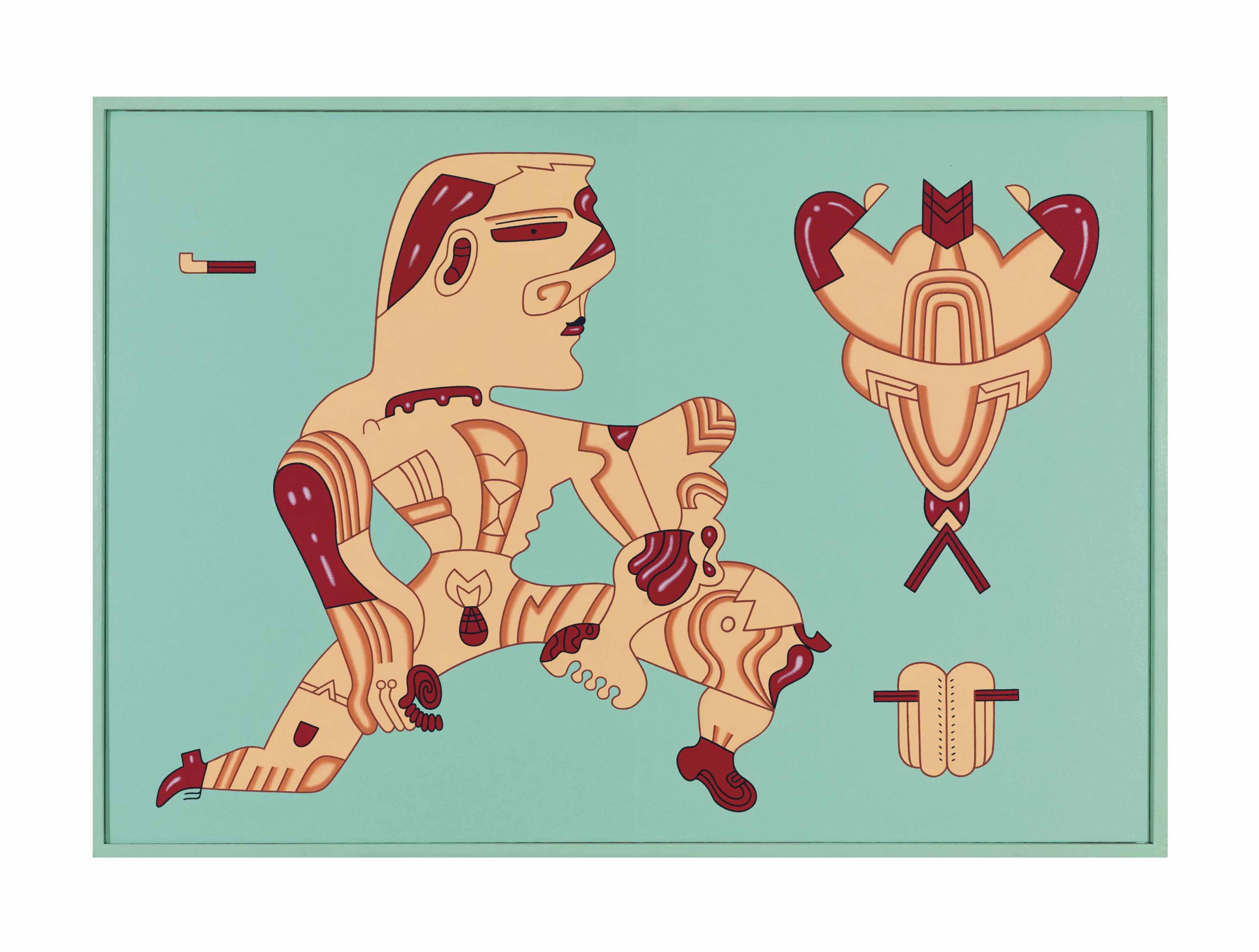 Karl Wirsum - A feather in a window-washer\'s tranzition game